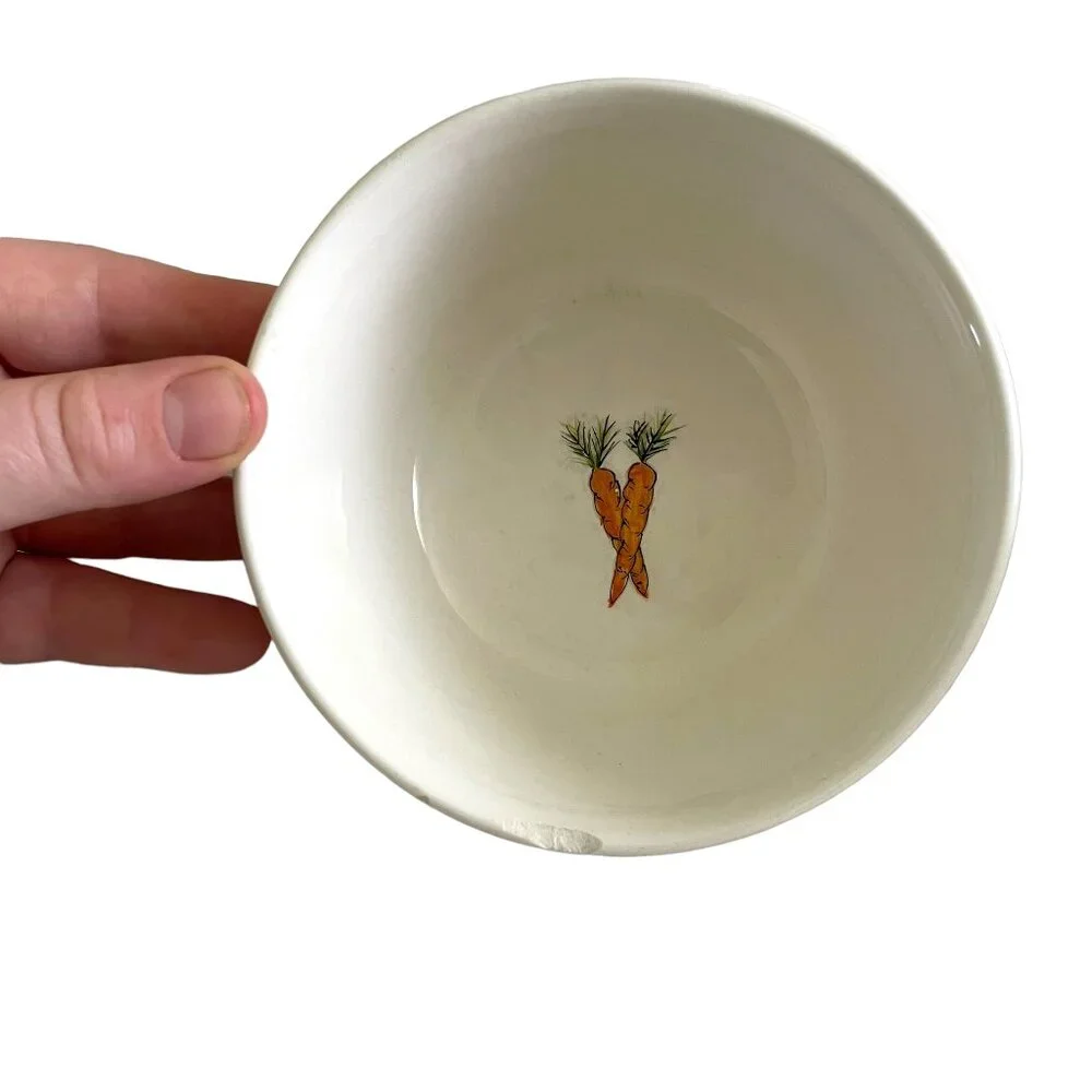 Set 4 Williams Sonoma Vegetable Nesting Mixing Bowls White Small Pepper Carrot +